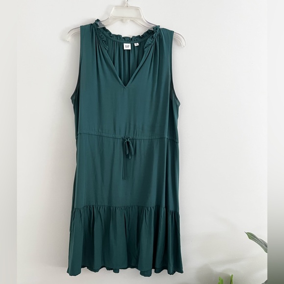 GAP Dresses & Skirts - GAP Teal Sleeveless Ruffle Neck Mini Dress Size M | Like New